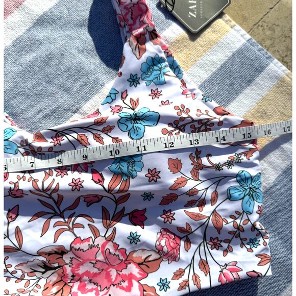 NWT, Zaful, High Waist Bikini Set, Floral Tie-Front Top, Size M - Picture 9 of 9